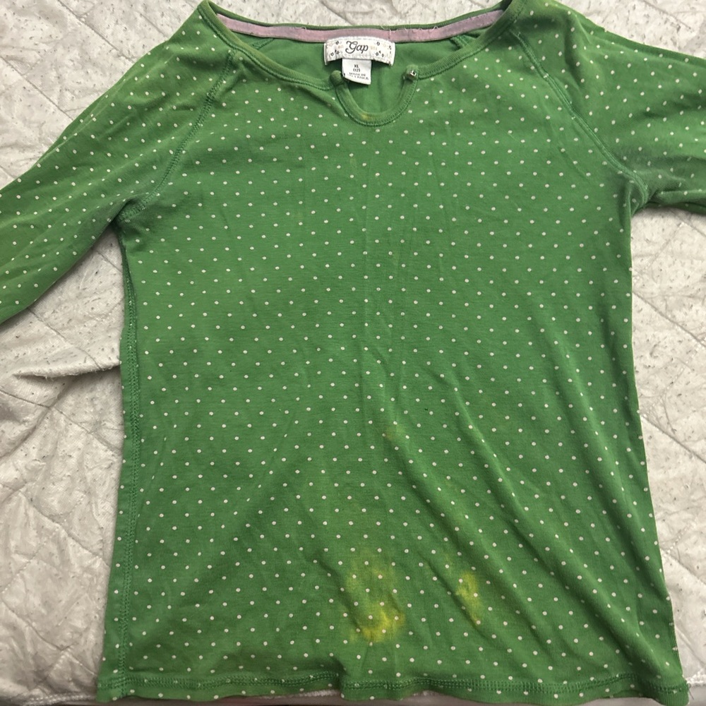 Gap Green Top with Pink Dots